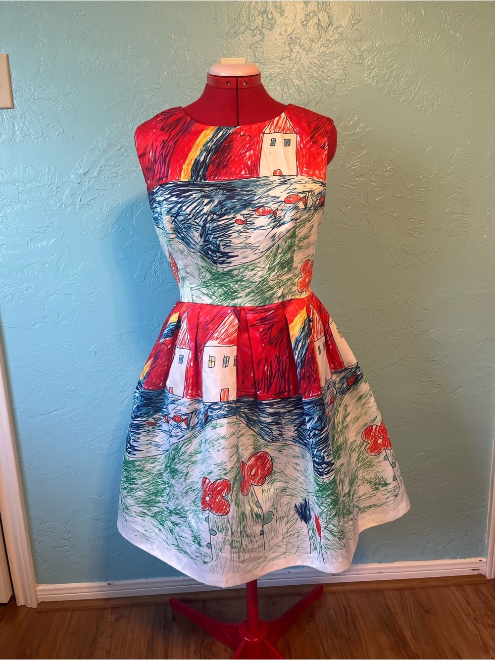 Ela Centelha graphic art drawing Print Dress